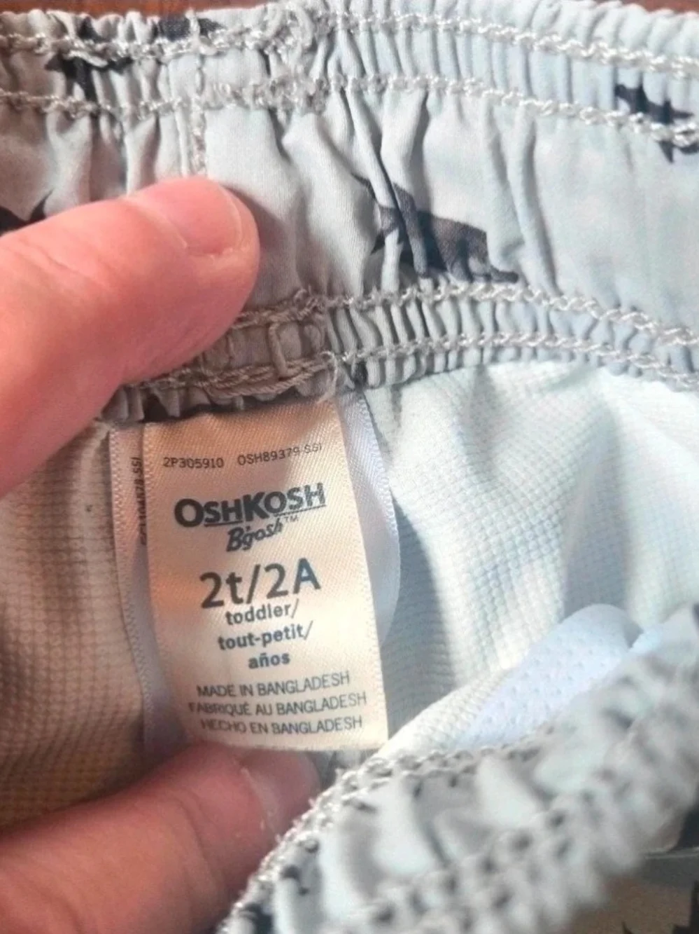OshKosh B'gosh Swim Trunks Grey W Sharks-Size 2T